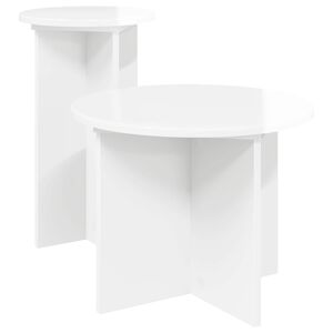 vidaXL Set tavolini 2 pcs Bianco Lucido Legno ingegnerizzato
