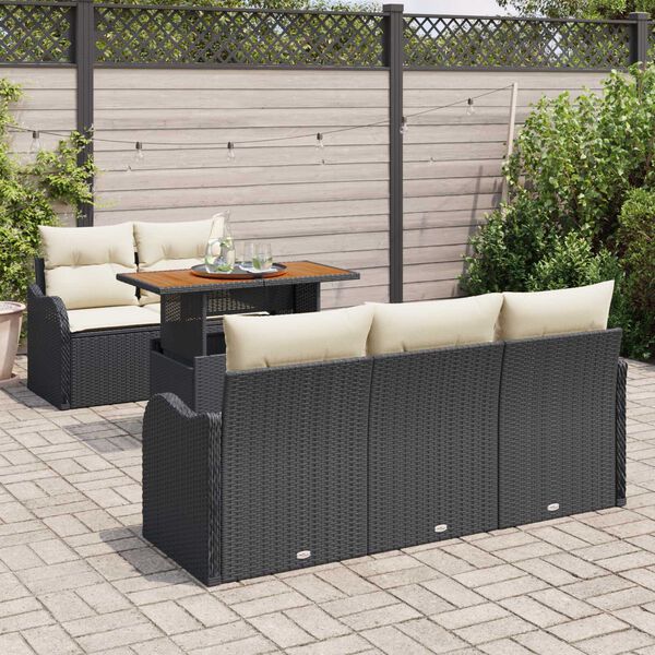 vidaXL Set Divano da Giardino con archiviazione 6 pcs Nero Poly Rattan