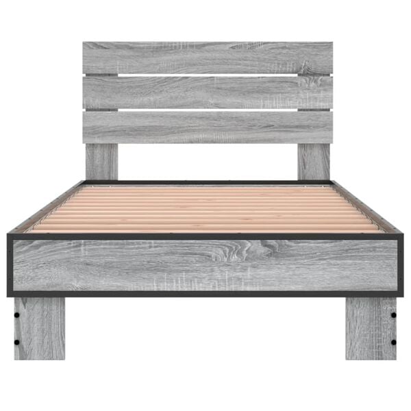 vidaXL Giroletto Grigio Sonoma 75x190cm in Legno Multistrato e Metallo