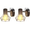 vidaXL Set 2 Applique con Rete in Stile Industriale Nero Lampadina LED
