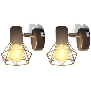 vidaXL Set 2 Applique con Rete in Stile Industriale Nero Lampadina LED