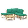 vidaXL Set Salotto da Giardino 6pz con Cuscini Verdi Bamb&ugrave;