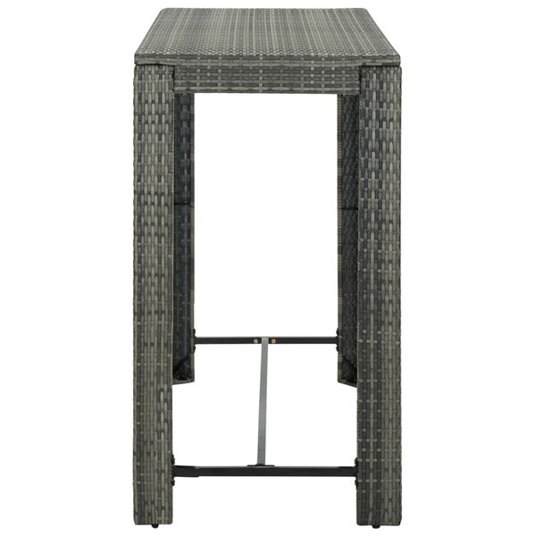 vidaXL Tavolo Bar da Giardino Grigio 140,5x60,5x110,5 cm in Polyrattan