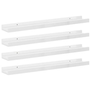 vidaXL Mensole da Parete 4 pz Bianco Lucido 60x9x3 cm