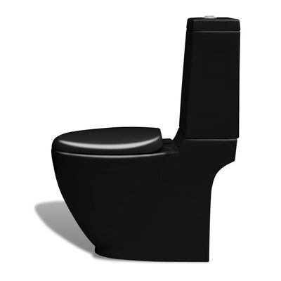 vidaXL Set Toilette e Bidè in Ceramica Nero