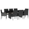 vidaXL Set da Pranzo da Giardino 9 pz con Cuscini Nero in Polyrattan
