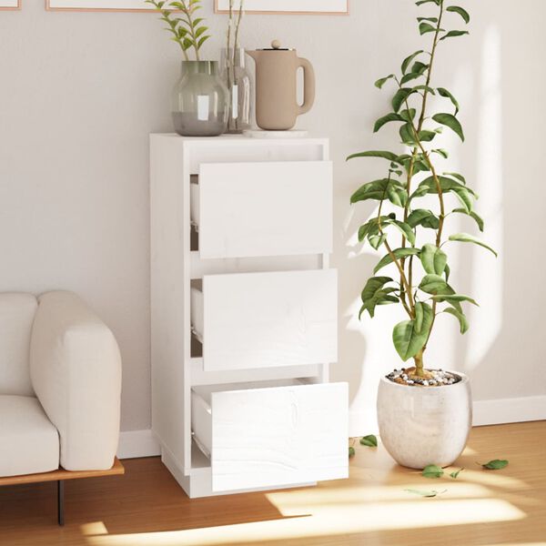 vidaXL Credenza Bianca 32x34x75 cm in Legno Massello di Pino