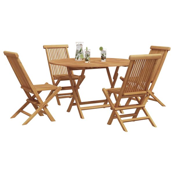 vidaXL Set da Pranzo per Giardino 5 pcs Marrone Legno di teak solido