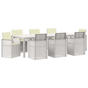 vidaXL Set da Pranzo per Giardino 9 pz Bianco e Crema PP