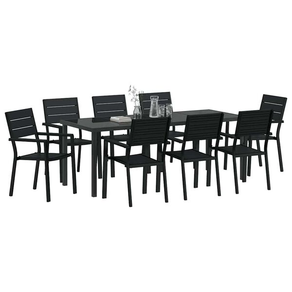vidaXL Set da Pranzo per Giardino 9 pcs Nero