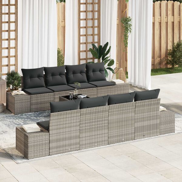 vidaXL Set Divano da Giardino 7 pcs Grigio chiaro polyrattan