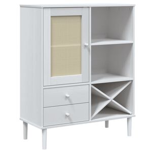 vidaXL Credenza SENJA Aspetto Rattan Bianco 90x40x112cm Massello Pino