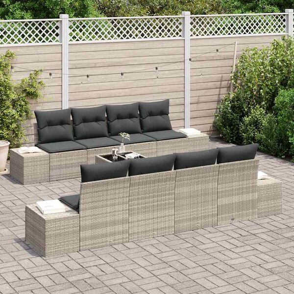 vidaXL Set Divano da Giardino 8 pcs Grigio chiaro e grigio scuro