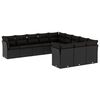 vidaXL Set Divani da Giardino 11 pz con Cuscini in Polyrattan Nero