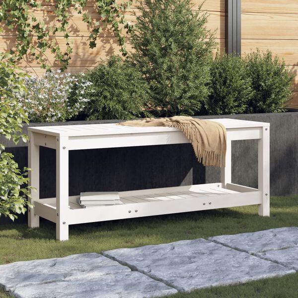 vidaXL Panca da Giardino Bianca 108x35x45 cm Legno Massello di Pino