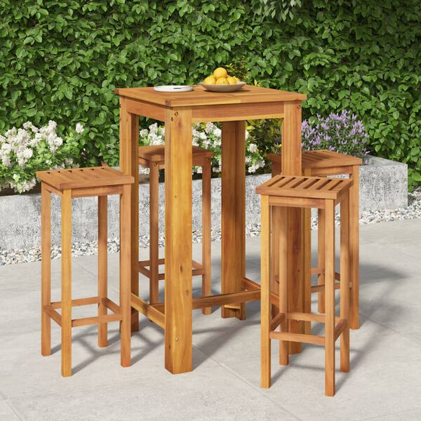 vidaXL Set da Bar da Giardino 5 pz in Legno Massello di Acacia