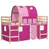 vidaXL Letto a Soppalco con Tunnel Bambini Rosa 80x200cm Massello Pino