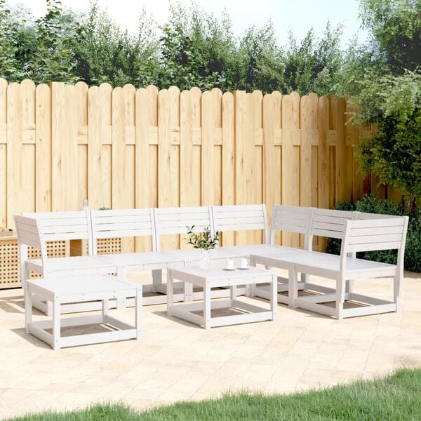 vidaXL Set Salotto da Giardino 7 pz Bianco in Legno Massello di Pino
