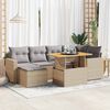 vidaXL Set Divani da Giardino 7 pz con Cuscini Beige in Polyrattan