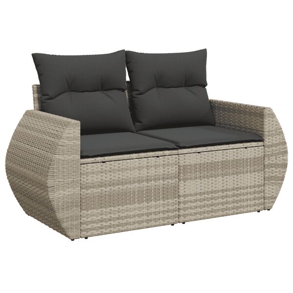 vidaXL Set Divano da Giardino 8pz con Cuscini Grigio Chiaro Polyrattan