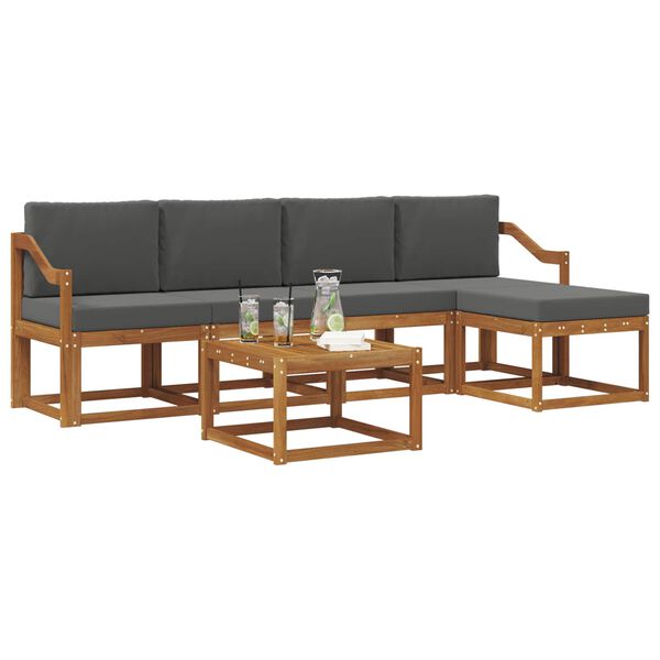 vidaXL Set di divani da esterno con cuscino 6 pcs Naturale e Antracite