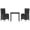 vidaXL Set da Pranzo per Giardino con cuscino 3 pcs Nero polyrattan