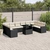 vidaXL Set Divani da Giardino 11 pz con Cuscini in Polyrattan Nero