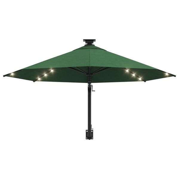 vidaXL Ombrellone da Giardino a Parete con LED 300 cm Verde