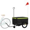 vidaXL Rimorchio da Bici Nero e Verde 45 kg in Ferro