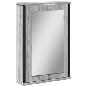 vidaXL Mobile Specchio da Bagno Grigio Sonoma 42x12x60 cm Multistrato