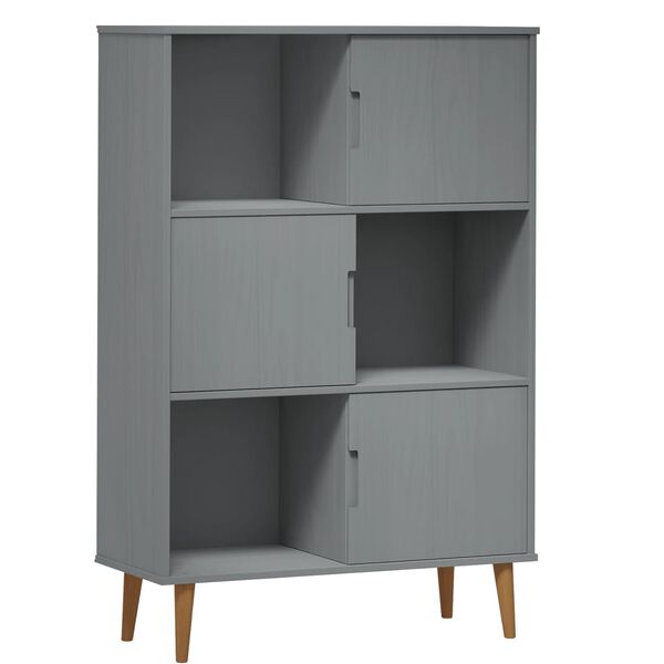 vidaXL Libreria MOLDE Grigia 90x35x133,5 cm in Legno Massello di Pino