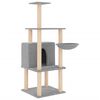vidaXL Albero per Gatti con Tiragraffi in Sisal Grigio Chiaro 132 cm