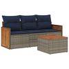 vidaXL Set Divani da Giardino 4 pz con Cuscini Grigio in Polyrattan