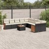 vidaXL Set Divani da Giardino 11 pz con Cuscini in Polyrattan Nero
