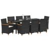 vidaXL Set da Pranzo per Giardino 9 pcs Nero polyrattan