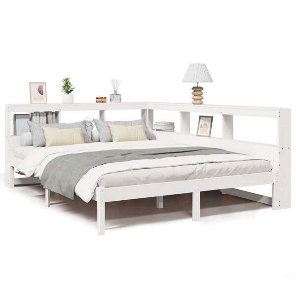 vidaXL Letto Libreria senza Materasso Bianco 135x190 cm Legno di Pino