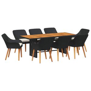 vidaXL Set da Pranzo per Giardino 9 pz Nero polyrattan