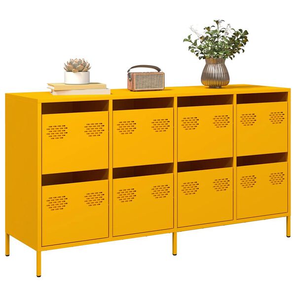 vidaXL Credenza Giallo Senape 135x39x73,5 cm Acciaio Laminato a Freddo