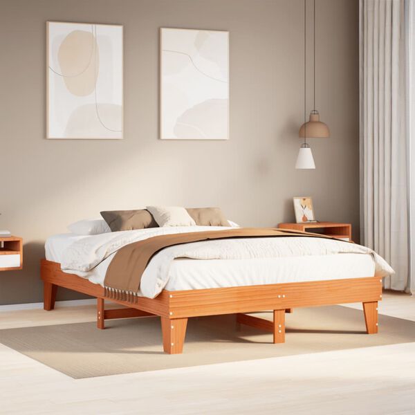 vidaXL Letto senza Materasso Marrone Cera 150x200 cm in Legno di Pino