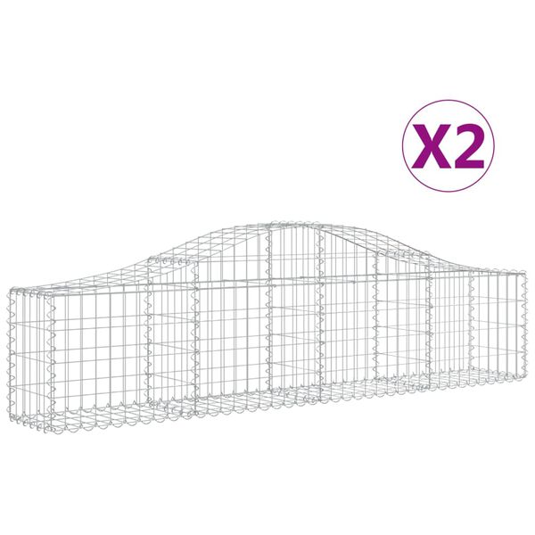vidaXL Cesti Gabbioni ad Arco 2 pz 200x30x40/60 cm Ferro Zincato