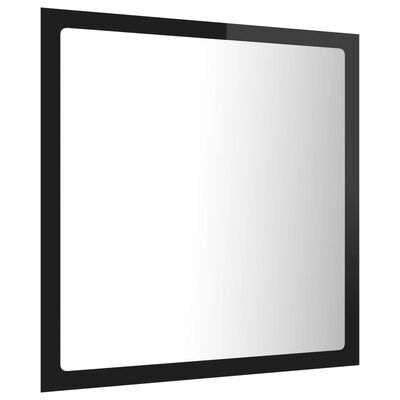 vidaXL Specchio da Bagno LED Nero Lucido 40x8,5x37 cm in Acrilico