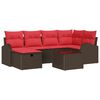 vidaXL Set di divani con cuscino Marrone e Rosso polyrattan