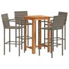 vidaXL Set Bar Giardino 5pz Grigio Legno Massello Acacia e Polyrattan