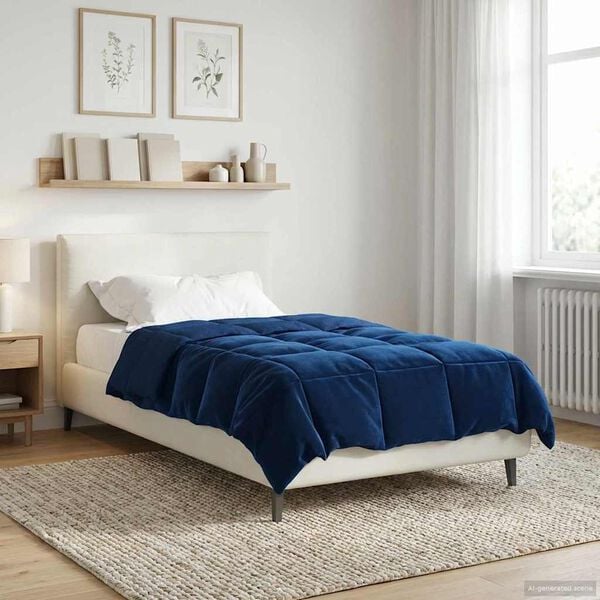 vidaXL Duvet Estivo Trapuntato Blu Scuro 135 x 220 cm Microfibra