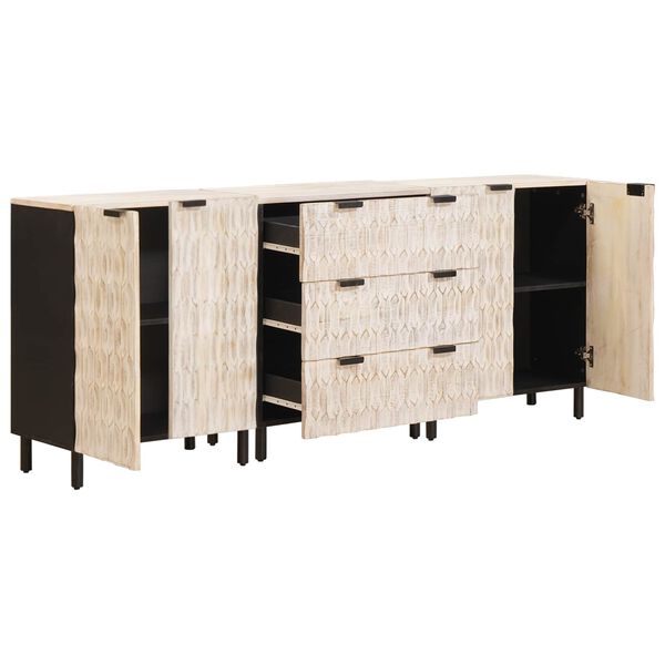 vidaXL Credenza Finitura Bianco Lavato Legno di mango massello
