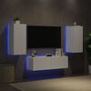 vidaXL Mobili TV a Muro 3pz con Luci LED Bianchi