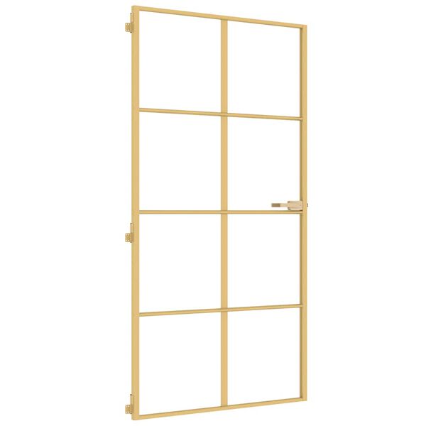 vidaXL Porta Interni Sottile Oro 102,5x201,5 Vetro Temperato Alluminio
