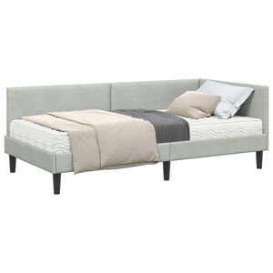 vidaXL Struttura Letto Angolare con Materasso 2 pcs Grigio chiaro