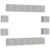 vidaXL Set di Mobili Porta TV 10pz Grigio Cemento in Legno Multistrato