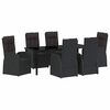 vidaXL Set da Pranzo per Giardino con cuscino 7 pcs Nero polyrattan